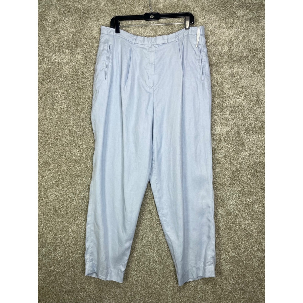 Lauren Ralph Lauren Pleated Linen Pants Womens 16W Light Blue High Rise Office